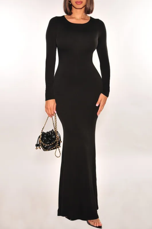 Black Long Sleeve Round Neck Mermaid Dress sold by Hot Miami Styles