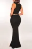 Black Sleeveless High Waist Mermaid Skirt Two Piece Set sold by Hot Miami Styles
