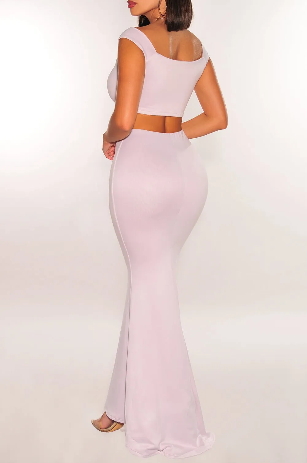 Light Stone Sleeveless Crop High Waist Mermaid Skirt Two Piece Set sold by Hot Miami Styles product image thumbnail 2