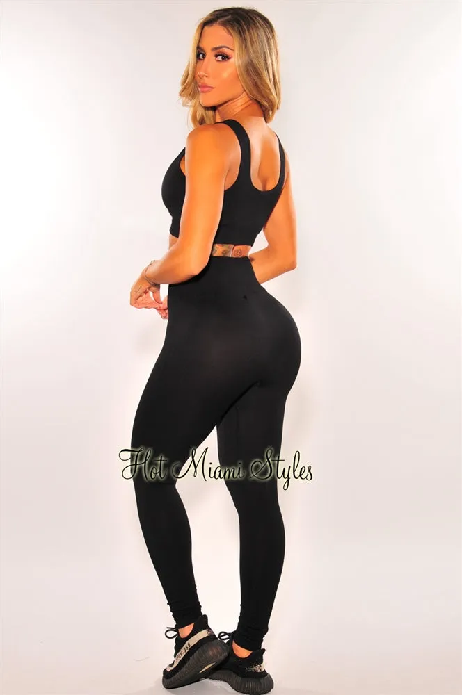 HMS Fit: Black Seamless Padded High Waist Leggings Two Piece Set sold by Hot Miami Styles product image thumbnail 2