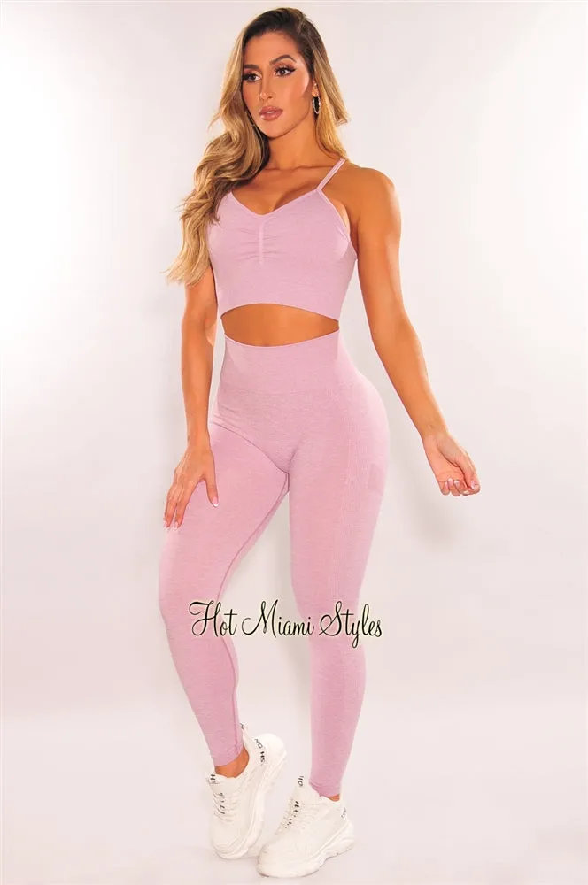HMS Fit: Lilac Marl Racerback Butt Lifting Leggings Two Piece Set sold by Hot Miami Styles product image thumbnail 2