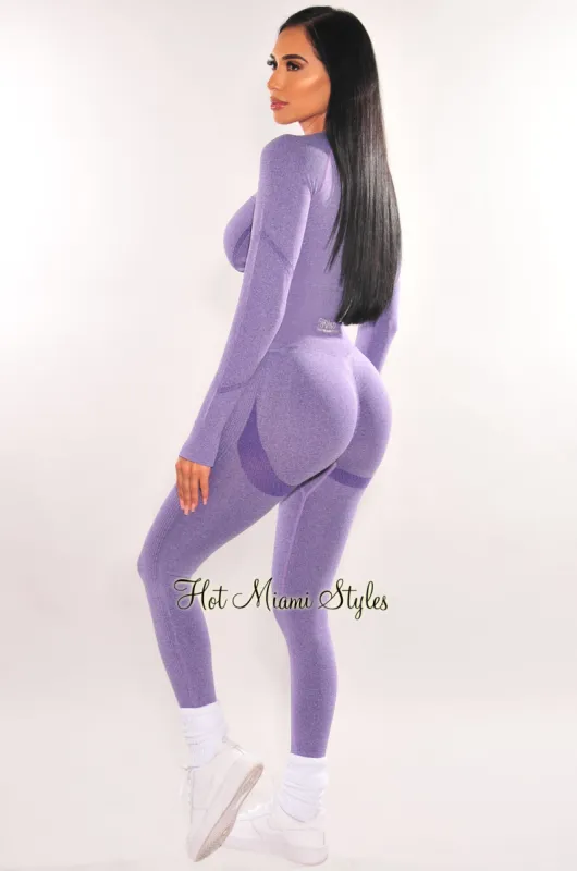 HMS Fit: Amethyst Seamless Butt Lifting Leggings Two Piece Set sold by Hot Miami Styles