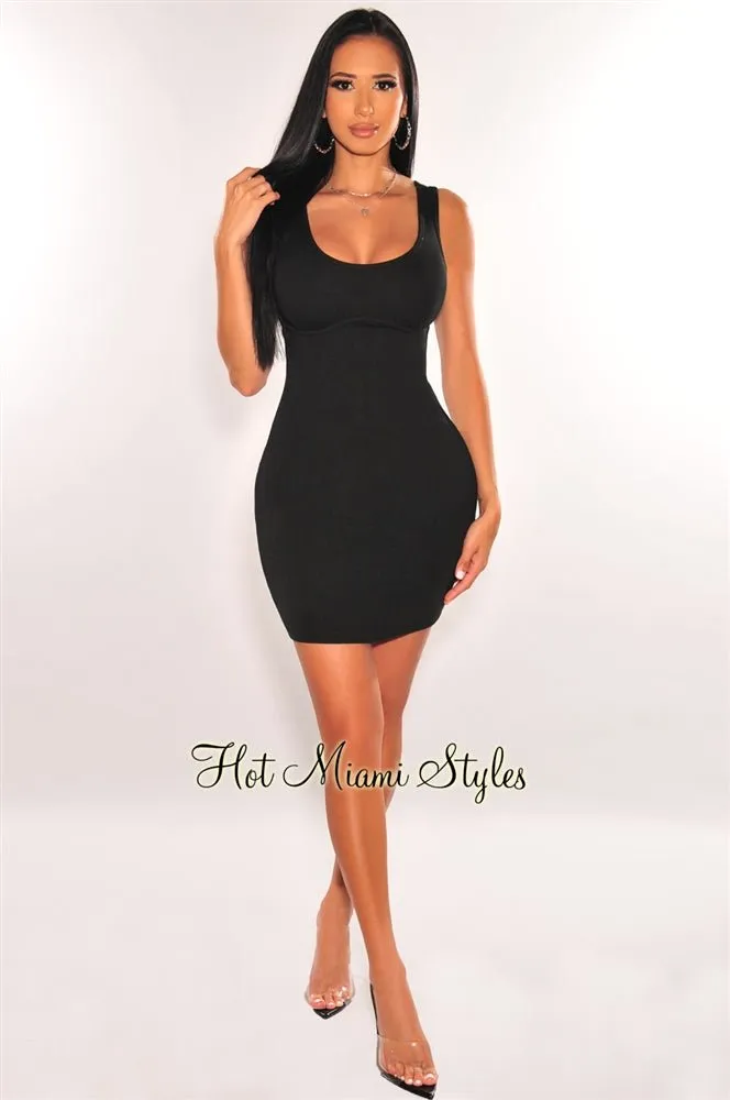 Black Ribbed Bustier Sleeveless Tank Dress sold by Hot Miami Styles product image thumbnail 3