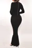 Black Ribbed Knit Mermaid Sweater Dress sold by Hot Miami Styles