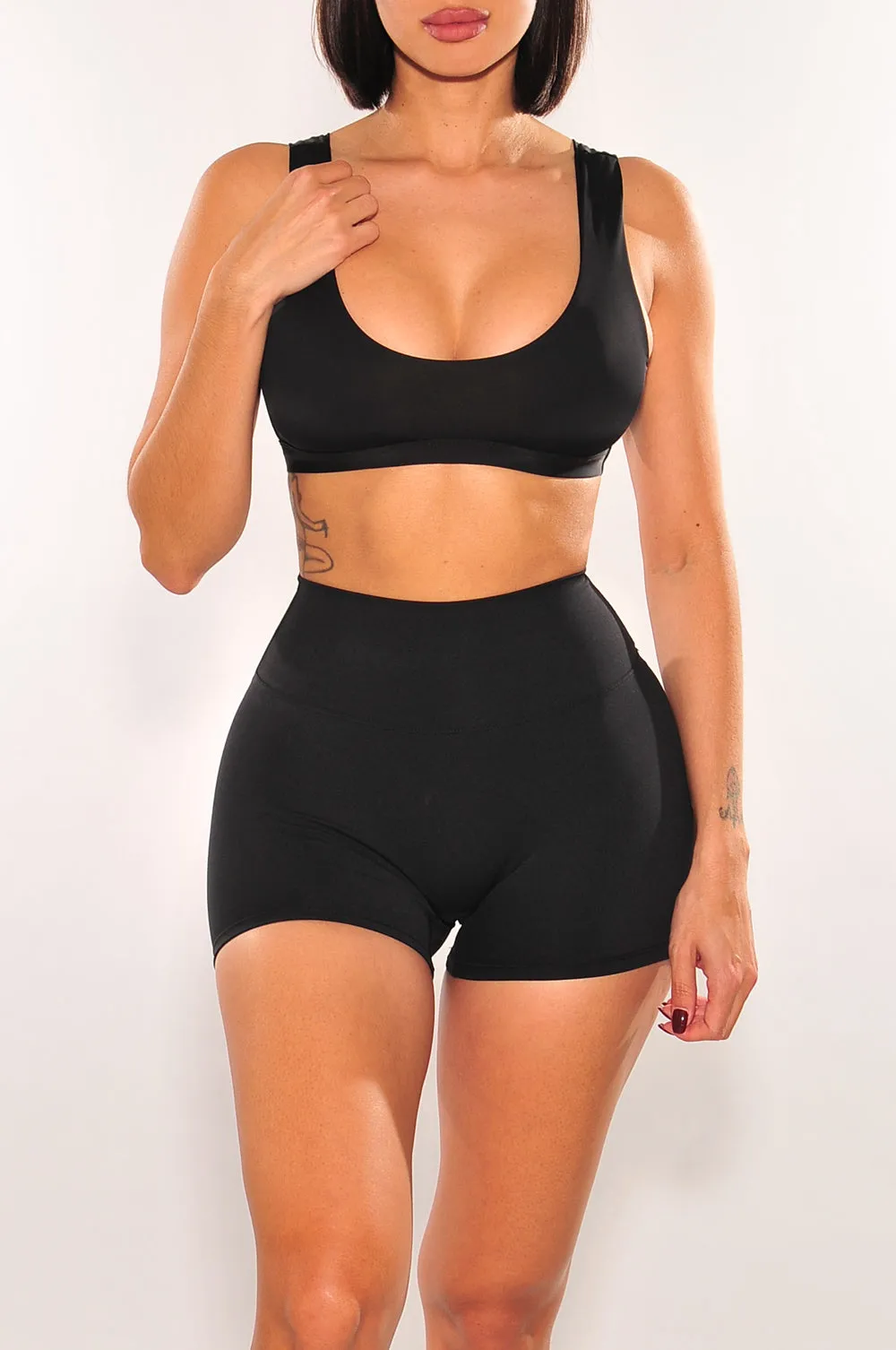 HMS Fit: Black High Waist Scrunch Butt Shorts sold by Hot Miami Styles product image thumbnail 2