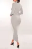 Heather Gray Ribbed Knit Long Sleeve Turtleneck Zip Up Dress sold by Hot Miami Styles