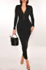 Black Ribbed Knit Long Sleeve Turtleneck Zip Up Dress sold by Hot Miami Styles