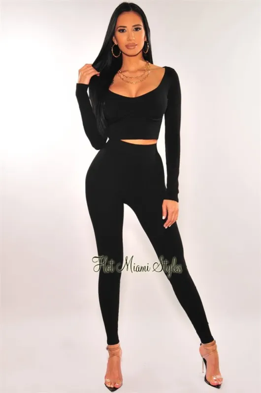 Black Ribbed Knit High Waist Leggings sold by Hot Miami Styles