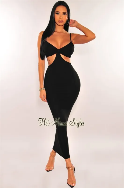 Black Spaghetti Straps Cut Out Maxi Dress sold by Hot Miami Styles