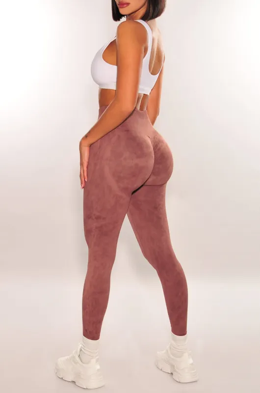 HMS Fit: Chocolate Acid Wash High Waist Scrunch Butt Leggings sold by Hot Miami Styles
