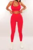 HMS Fit: Red Halter Padded Sports Bra High Waist Scrunch Butt Leggings Two Piece Set sold by Hot Miami Styles