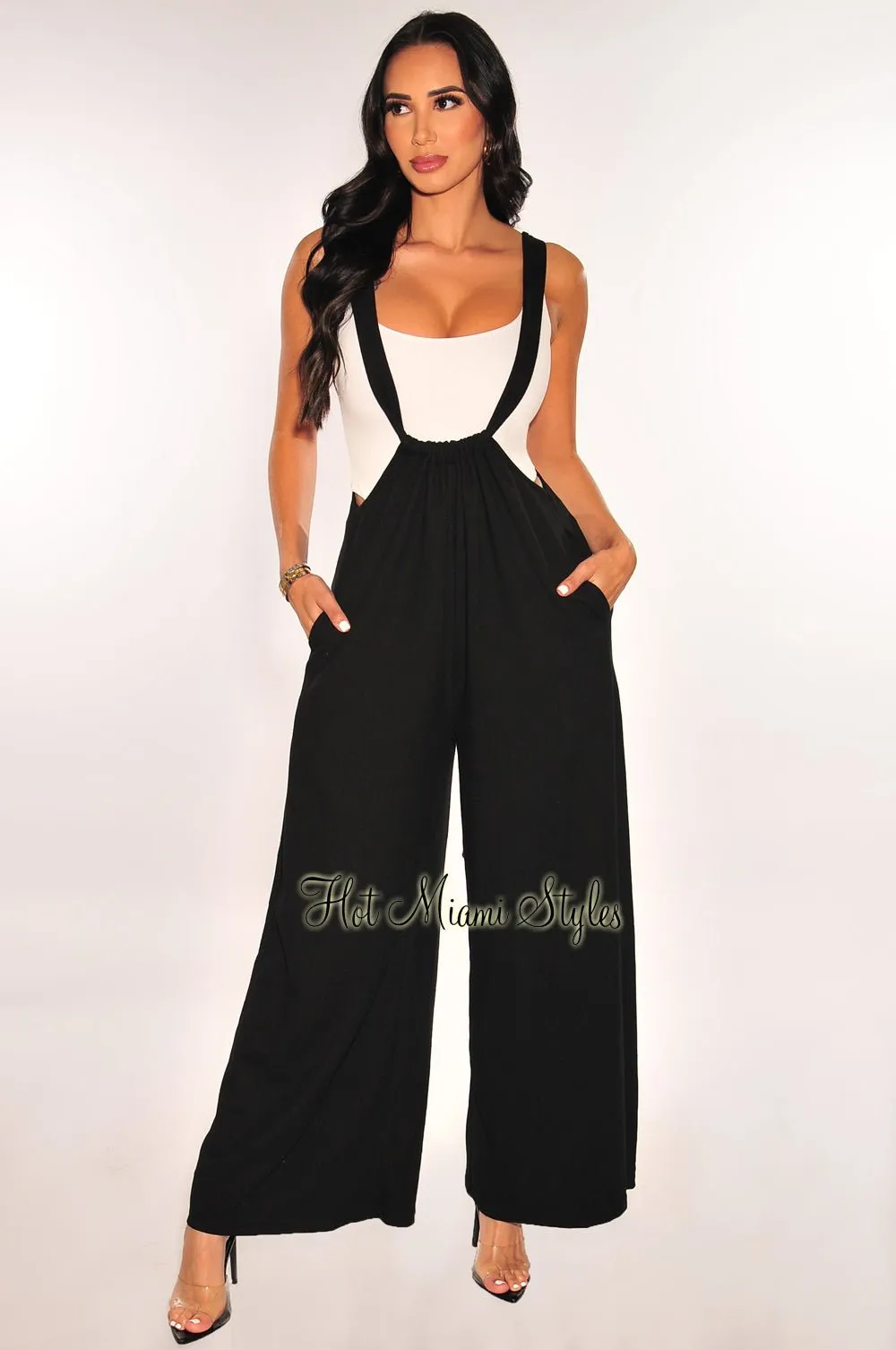 HMS Essential: White Sleeveless Round Neck High Cut Bodysuit sold by Hot Miami Styles product image thumbnail 3