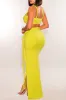 Lime Braided Strap Asymmetrical Slit Two Piece Skirt Set sold by Hot Miami Styles