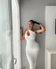 White One Shoulder Knotted Sleeveless Cut Out Midi Dress sold by Hot Miami Styles