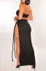 Black Braided Multiwear Halter Open Back Cut Out Tie Up Slit Dress sold by Hot Miami Styles