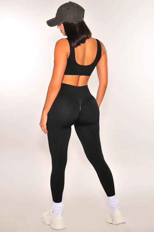 HMS Fit: Black High Waist Scrunch Butt Leggings sold by Hot Miami Styles