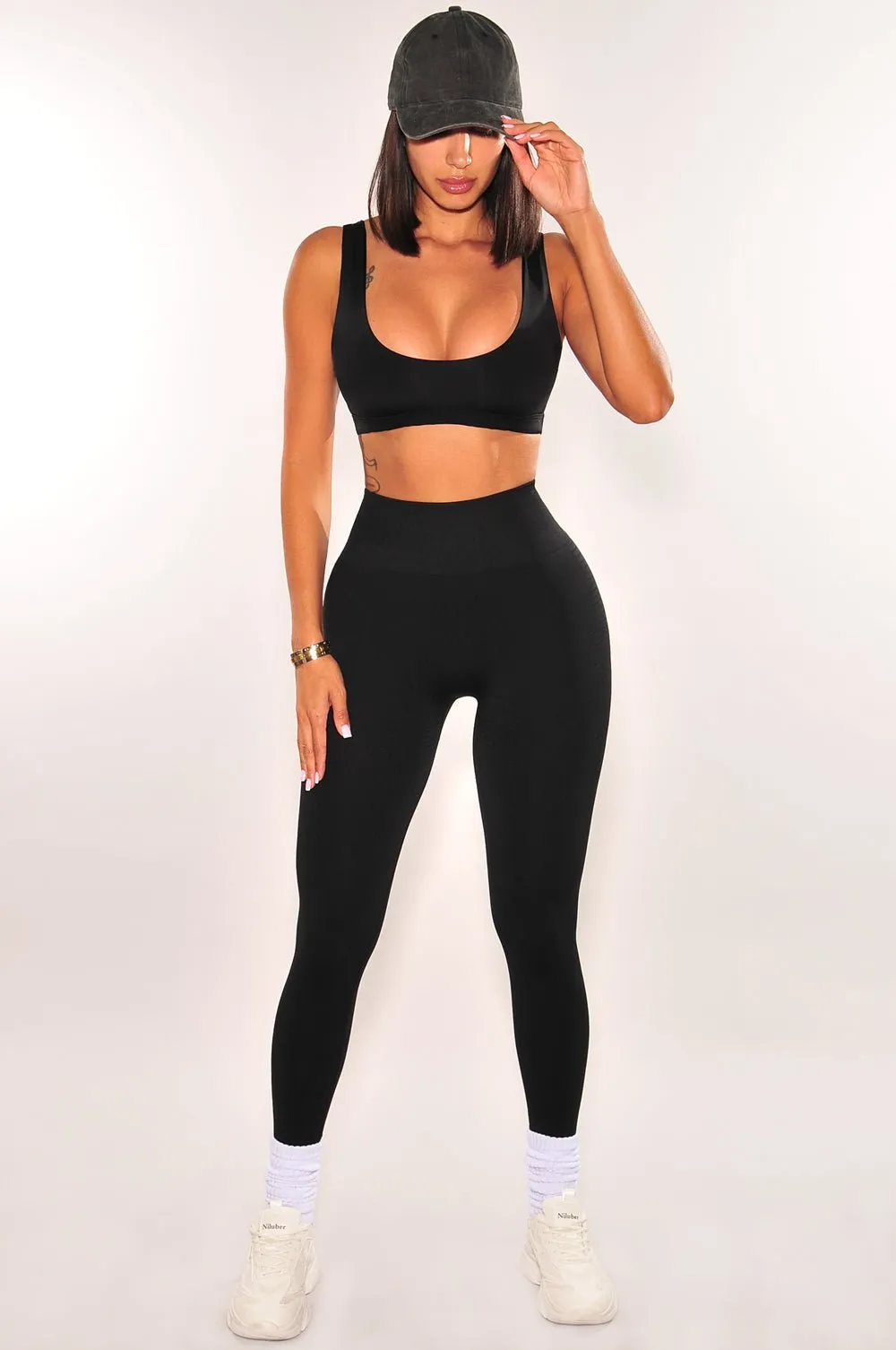 HMS Fit: Black High Waist Scrunch Butt Leggings sold by Hot Miami Styles product image thumbnail 2