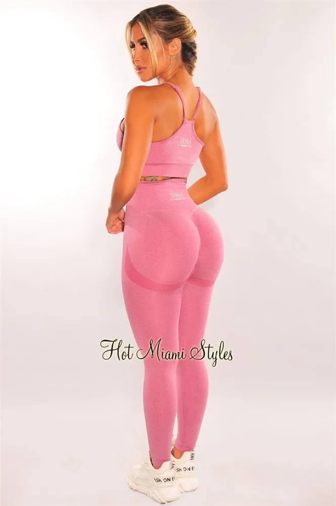 HMS Fit: Rose Padded Racerback Scrunch Butt Leggings Two Piece Set sold by Hot Miami Styles