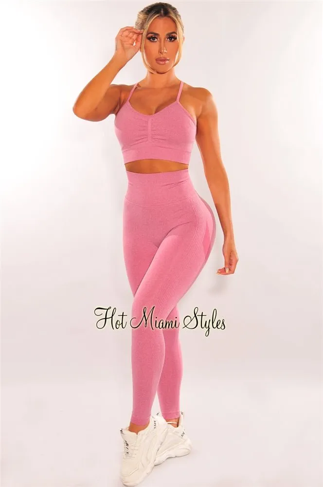 HMS Fit: Rose Padded Racerback Scrunch Butt Leggings Two Piece Set sold by Hot Miami Styles product image thumbnail 2