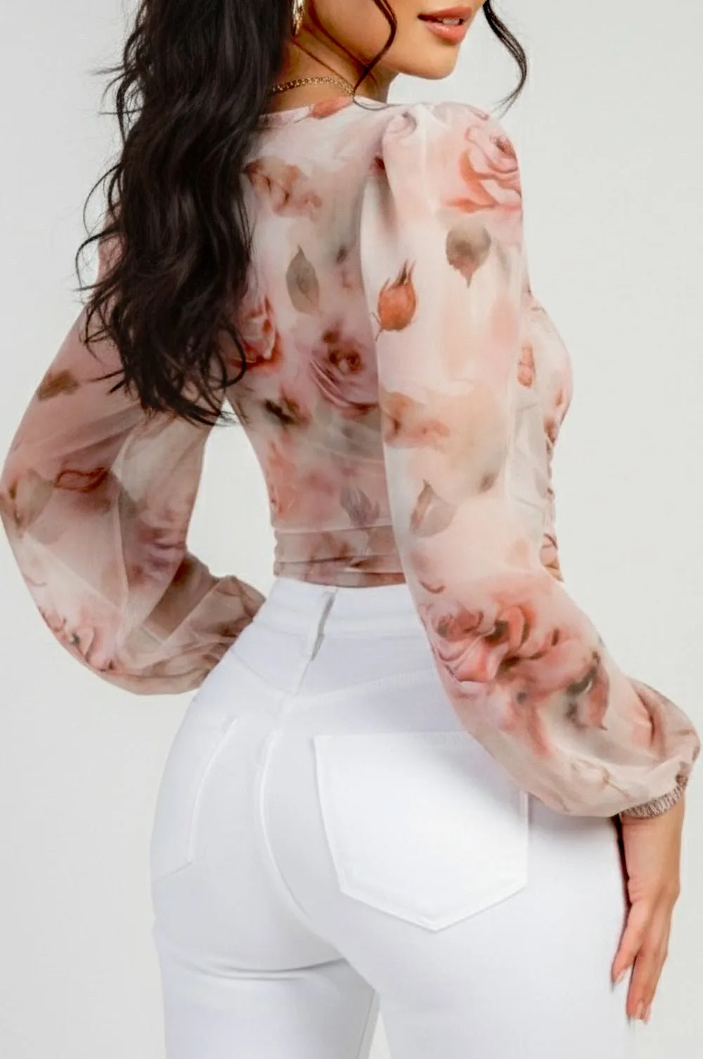 Pink Floral Print Boned Bustier Bodysuit sold by Hot Miami Styles product image thumbnail 2