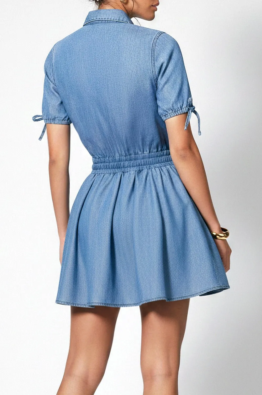 Denim Collared Waist Snatched Dress sold by Hot Miami Styles product image thumbnail 2