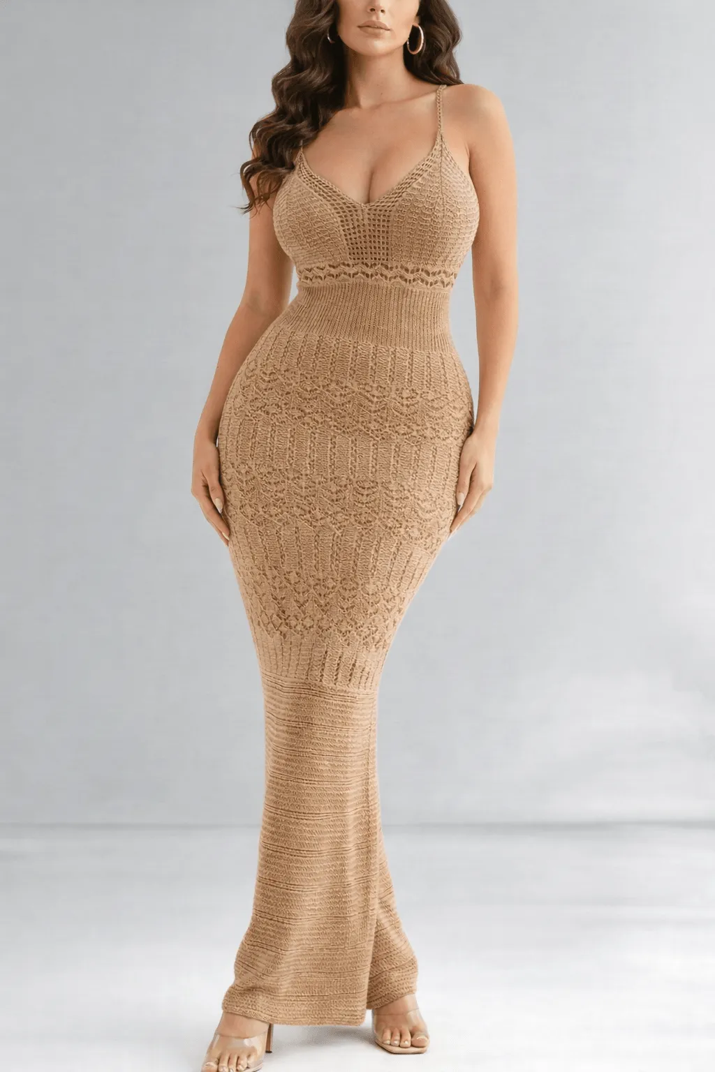 Taupe Knit Maxi Dress sold by Hot Miami Styles