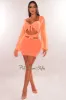 Neon Orange Mesh Tie Up Cut Out Long Sleeve Dress sold by Hot Miami Styles