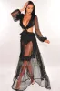 Black Fringe Cut Out Lace Up Back Long Sleeves Maxi Dress sold by Hot Miami Styles