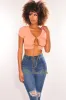Peach Gold Chain Ribbed Lace Up Cut Out Crop Top sold by Hot Miami Styles