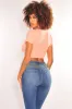 Peach Gold Chain Ribbed Lace Up Cut Out Crop Top sold by Hot Miami Styles