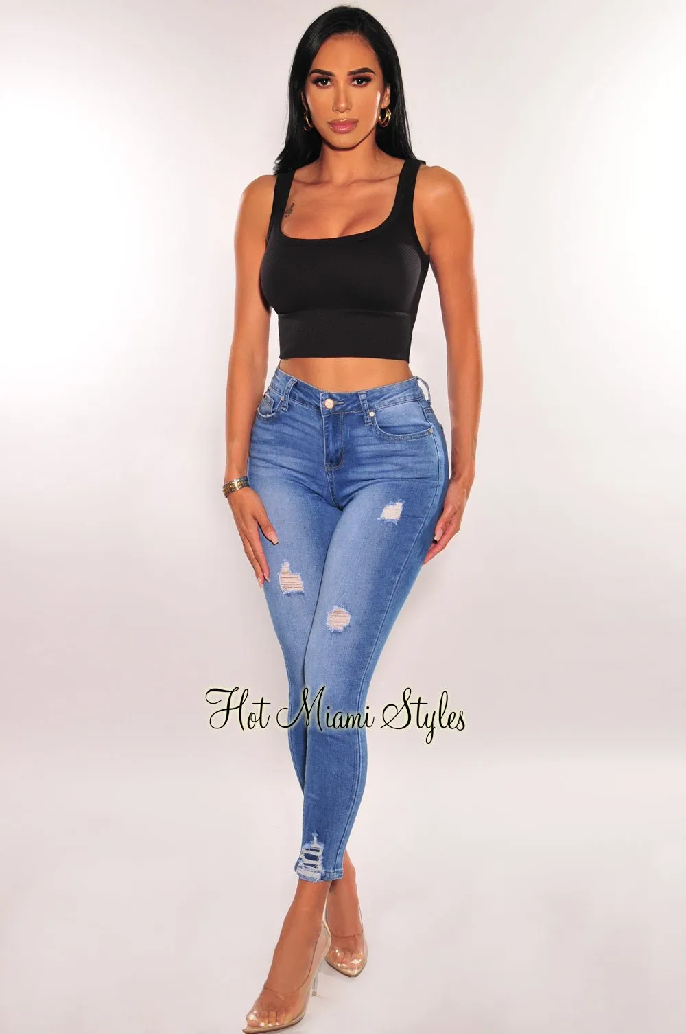 Black Seamless Ribbed Tank Top sold by Hot Miami Styles product image thumbnail 3