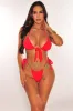 Red Butterfly Chain Padded Triangle Top Tie Up Bikini sold by Hot Miami Styles