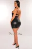 Black Faux Leather Spaghetti Straps Corset Zipper Back Mini Dress sold by Hot Miami Styles