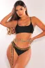 Black Gold Chain Straps Belted Scrunch Butt Bikini Top sold by Hot Miami Styles