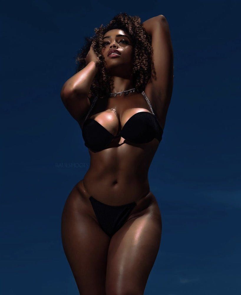 Black Rhinestone Padded Clear Straps Scrunch Butt Bikini sold by Hot Miami Styles product image thumbnail 5