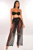 Black Mesh Sheer Belted High Waist Palazzo Pants Cover Up sold by Hot Miami Styles