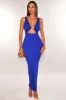 Royal Blue Gold Ring Sleeveless Cut Out Back Slit Dress sold by Hot Miami Styles