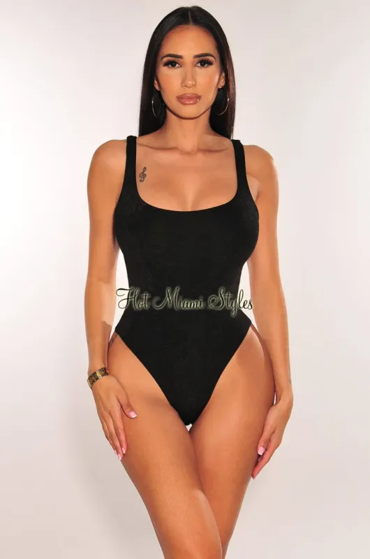Black Round Neck Sleeveless Bodysuit sold by Hot Miami Styles