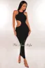 Black Sleeveless Gold Chain Cut Out Midi Dress sold by Hot Miami Styles