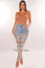 Denim Wash High Waist Lace Up Skinny Jeans sold by Hot Miami Styles