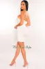 White Double Elastic Straps Crisscross Ruched Dress sold by Hot Miami Styles