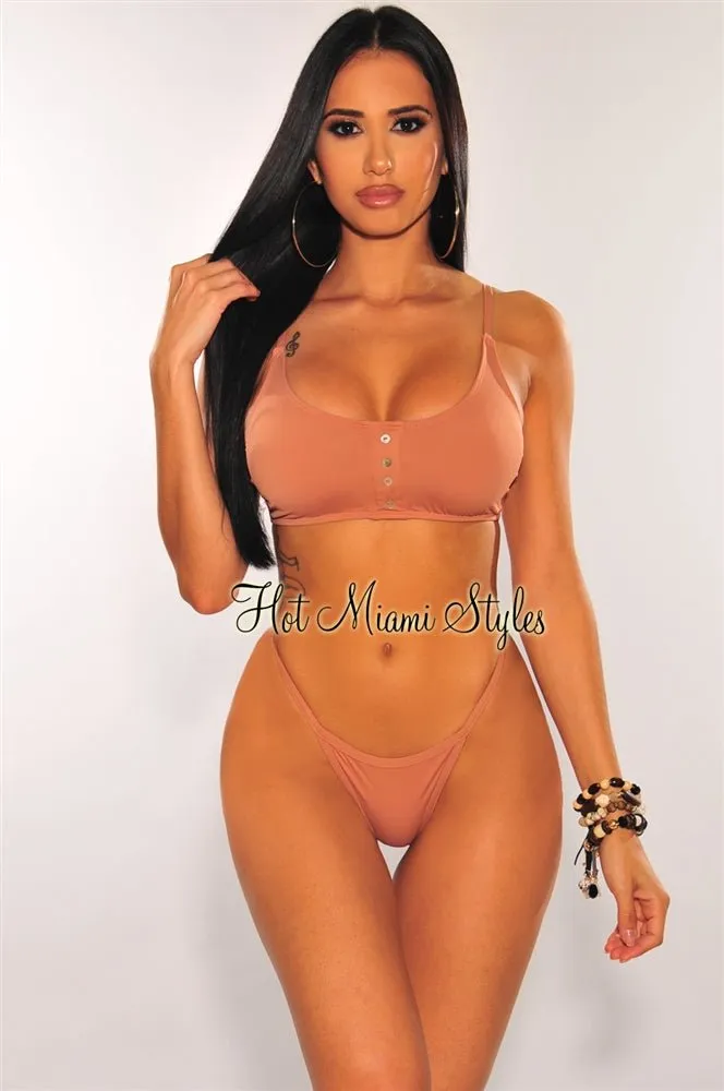 Rose Dawn Button String Bikini Bottom sold by Hot Miami Styles product image thumbnail 2