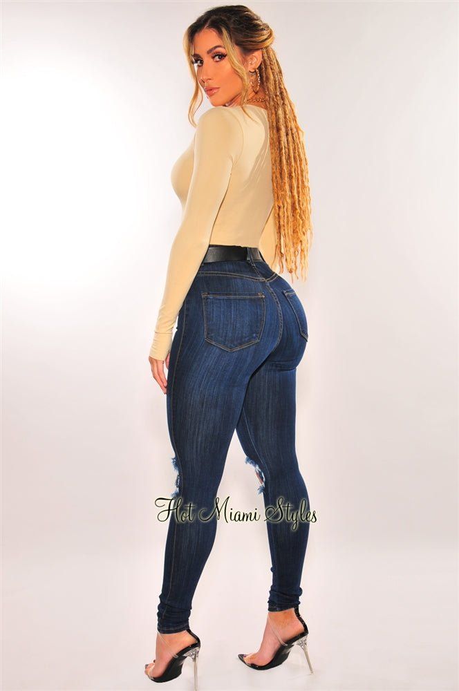 HMS Essential: Nude V Neck Seamless Long Sleeves Long Top sold by Hot Miami Styles product image thumbnail 4