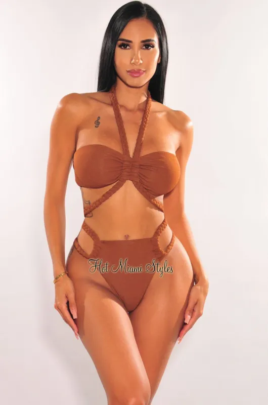 Caramel Twist Rope Tie Up Wrap Around Bikini sold by Hot Miami Styles