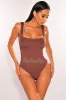 Brown Silky Sleeveless Square Neck Bodysuit sold by Hot Miami Styles