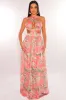 Blush Floral Print Padded Cut Out Open Back Maxi Dress sold by Hot Miami Styles