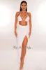 White Gold Ring Triangle Top Slit Skirt Two Piece Set sold by Hot Miami Styles