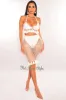 Off White Crochet Halter Fringe Hem Skirt Two Piece Set Cover Up sold by Hot Miami Styles