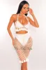 Off White Crochet Halter Fringe Hem Skirt Two Piece Set Cover Up sold by Hot Miami Styles
