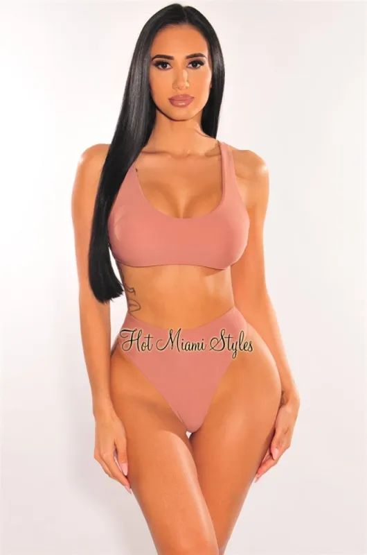 Mauve Padded Tank High Rise Bikini Bottom sold by Hot Miami Styles
